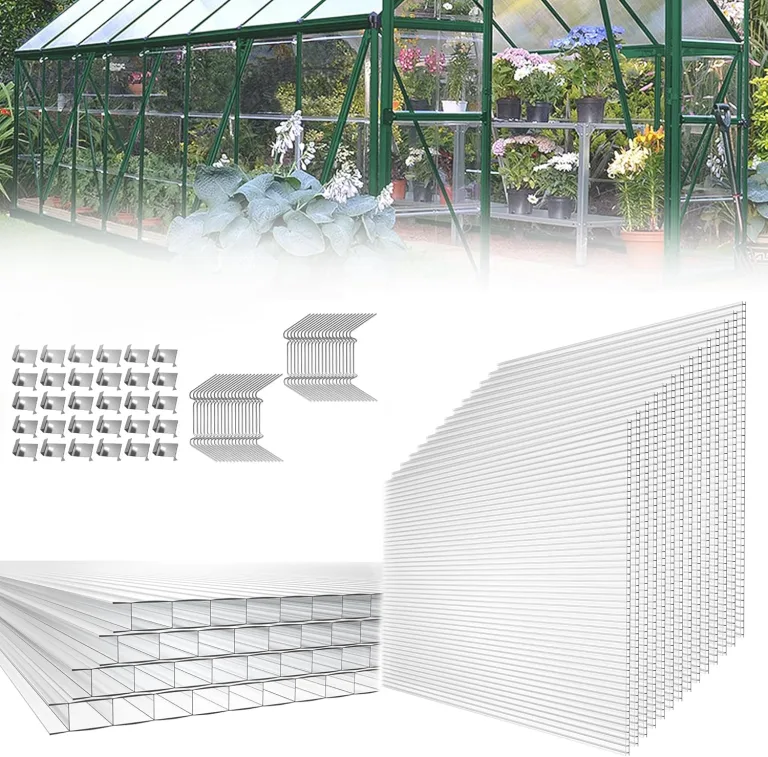 HENGMEI 14x Polycarbonat Doppelstegplatten 4mm Hohlkammerstegplatten10,25 m² UV-beständigen Stegplatten für Gewächshaus, Garten Treibhaus - Transparent – Bild 1