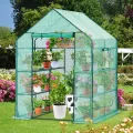 Ohuhu Gewächshaus Foliengewächshaus 3 Tiers 12 Regale | Winterfest & Stabil | Tomatengewächshaus für Pflanzen mit PE-Abdeckung | Tomatenhaus für Garten 145x145x195 cm Grün - Thumbnail 7