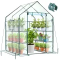 Ohuhu Gewächshaus Foliengewächshaus 3 Tiers 12 Regale | Winterfest & Stabil | Tomatengewächshaus für Pflanzen mit PE-Abdeckung | Tomatenhaus für Garten 145x145x195 cm Grün - Thumbnail 10