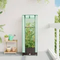 Hochbeet mit Gewächshaus Frühbeet Aufsatz Rattan Optik 40x40x123 cm, Stabiles Tomatenhaus für Garten Balkon, Insekten- und Wetterschutz mit Belüftung für Gemüse Kräuter Blumen - Thumbnail 3