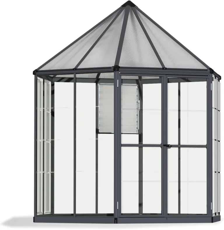 Canopia by Palram Gewächshaus gross Oasis 12 Treibhaus 316x363 cm Aluminium grau Tomatenhaus Polycarbonatplatten UV-beständig – Bild 9