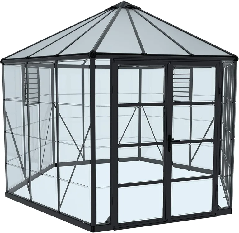 Canopia by Palram Gewächshaus gross Oasis 12 Treibhaus 316x363 cm Aluminium grau Tomatenhaus Polycarbonatplatten UV-beständig – Bild 1