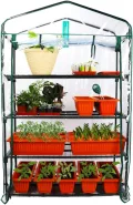 Upgrade Breiteres Gewächshausgemüse 4 Ebenen 102 cm x 49 cm x 160 cm Tragbares Innen-Außen-Gewächshaus für den Garten Durchsichtige PVC-Abdeckung Reißverschluss aufrollen - Thumbnail 1