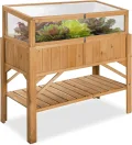 tectake® Frühbeet Aufsatz aus Holz, witterungsbeständig, Schutz vor Wind und Wetter, Frühbeetaufsatz mit funktionellen Hohlkammerplatten, 115 x 53 x 34 cm, kombinierbar Hochbeet 403232 - Thumbnail 1