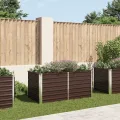 vidaXL Hochbeet aus verzinktem Stahl 160x80x77 cm, Braun, Sicherheitskante faltbar, wetterfest, DIY Pflanzkasten für Blumen und Gemüse, Garten oder Terrasse - Thumbnail 3