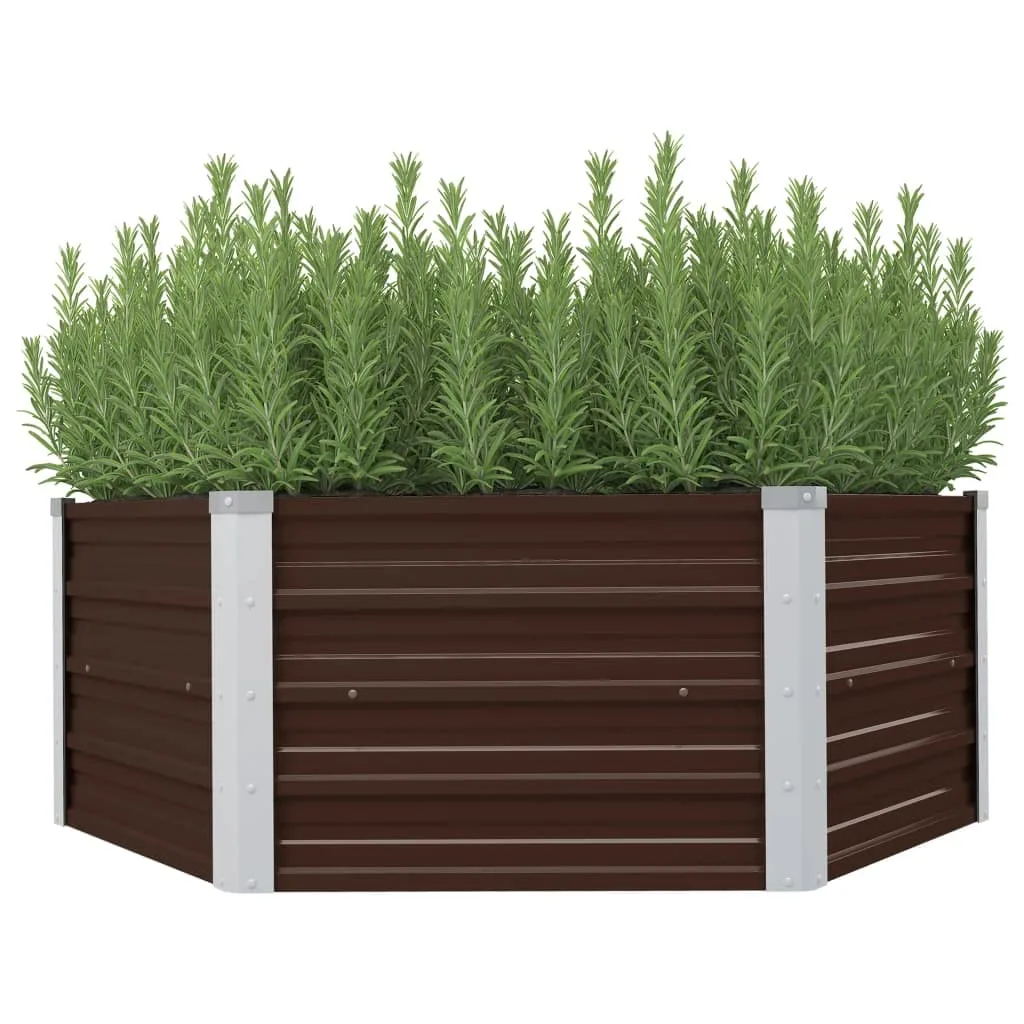 vidaXL Hochbeet Gartenbeet Frühbeet Pflanzbeet Kräuterbeet Gemüsebeet Blumenkasten Garten Pflanzkasten Pflanzenkübel Braun 129x129x45cm Verzinkter Stahl - Bild 1