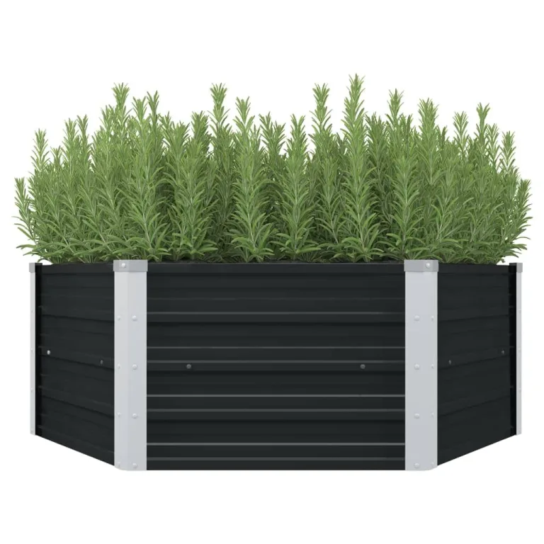 vidaXL Hochbeet Gartenbeet Frühbeet Pflanzbeet Kräuterbeet Gemüsebeet Blumenkasten Garten Pflanzkasten Pflanzenkübel Braun 129x129x45cm Verzinkter Stahl – Bild 7