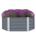 vidaXL Hochbeet Gartenbeet Frühbeet Pflanzbeet Kräuterbeet Gemüsebeet Blumenkasten Garten Pflanzkasten Pflanzenkübel Braun 129x129x45cm Verzinkter Stahl - Thumbnail 8
