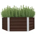 vidaXL Hochbeet Gartenbeet Frühbeet Pflanzbeet Kräuterbeet Gemüsebeet Blumenkasten Garten Pflanzkasten Pflanzenkübel Braun 129x129x45cm Verzinkter Stahl - Thumbnail 1