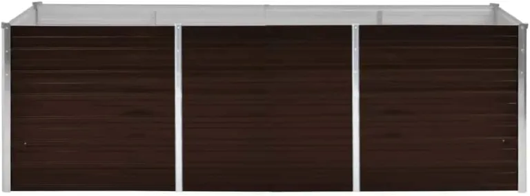 vidaXL Hochbeet aus verzinktem Stahl 240x80x77 cm, Braun, schwerlastfähig, offenem Boden, wetterfest, DIY Pflanzkasten für Blumen und Gemüse, Garten oder Terrasse – Bild 7