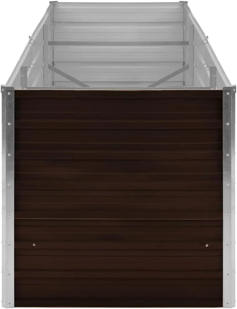 vidaXL Hochbeet aus verzinktem Stahl 240x80x77 cm, Braun, schwerlastfähig, offenem Boden, wetterfest, DIY Pflanzkasten für Blumen und Gemüse, Garten oder Terrasse – Bild 8