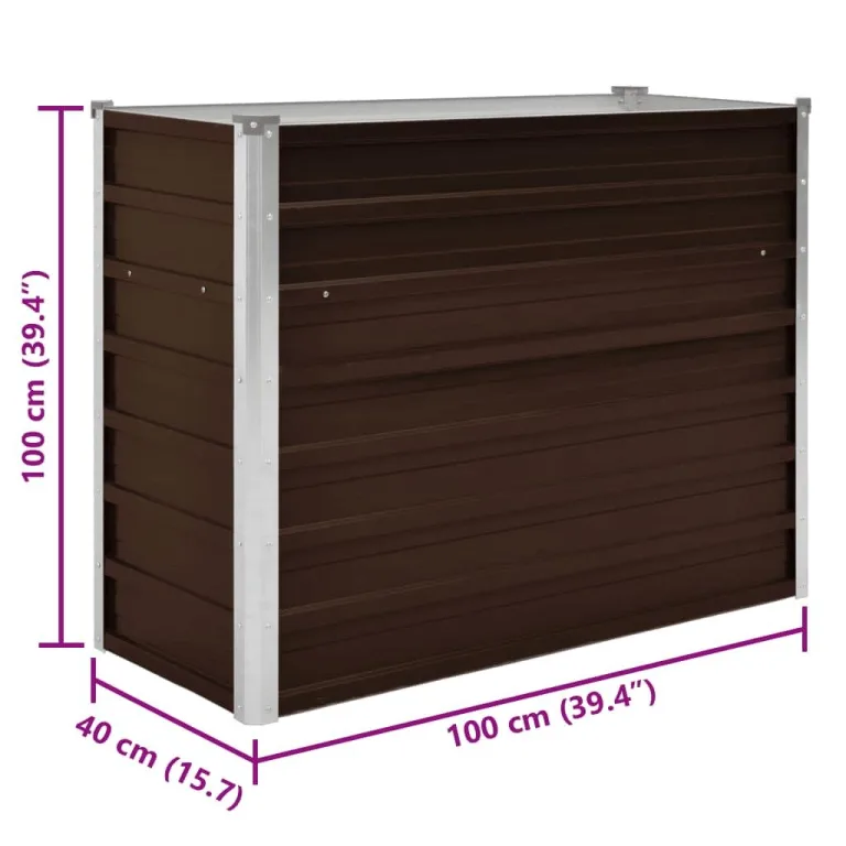 vidaXL Hochbeet Blumenkasten Pflanzkasten Pflanzkübel Blumenkübel Pflanztopf Blumentopf Gemüsebeet Pflanzbeet Braun 100x40x77cm Verzinkter Stahl – Bild 3