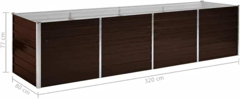vidaXL Hochbeet Blumenkasten Pflanzkasten Pflanzkübel Blumenkübel Pflanztopf Blumentopf Gemüsebeet Pflanzbeet Braun 320x80x77cm Verzinkter Stahl – Bild 4