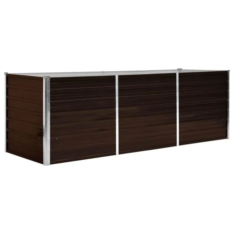 vidaXL Hochbeet Blumenkasten Pflanzkasten Pflanzkübel Blumenkübel Pflanztopf Blumentopf Gemüsebeet Pflanzbeet Braun 320x80x45cm Verzinkter Stahl – Bild 10