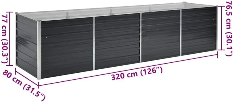 vidaXL Hochbeet Pflanzkübel Blumenkasten Garten Pflanzkasten Terrassen Gemüsebeet Gartenbeet Pflanzbeet Anthrazit 320x80x77cm Verzinkter Stahl – Bild 4