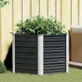 vidaXL Hochbeet Pflanzkübel Blumenkasten Garten Pflanzkasten Terrassen Gemüsebeet Gartenbeet Pflanzbeet Anthrazit 129x129x77cm Verzinkter Stahl - Thumbnail 3