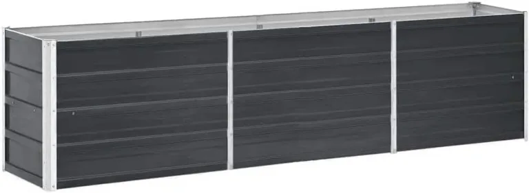 vidaXL Hochbeet aus verzinktem Stahl 240x80x45 cm, Anthrazit, offenem Boden, wetterfest, DIY Pflanzkasten für Blumen und Gemüse, Garten oder Rasen – Bild 8