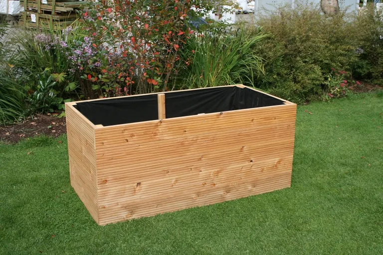 Gartenwelt Riegelsberger Elegantes Hochbeet Kräuterbeet Pflanzbeet Lärche Gemüsebeet 180x80cm Höhe 71 cm aus Lärchenholz 27mm geriffelt – Bild 3