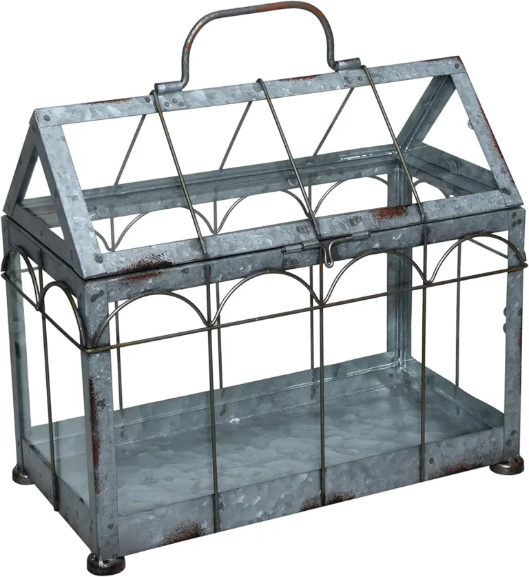 Esschert Design Gewächshaus m. verschließbarem Deckel, Pflanzenhaus Größe S, 29,3 x 15,4 x 26,4 cm, Eisen/Glas mit Tragegrifff, stabile Standfüße – Bild 1