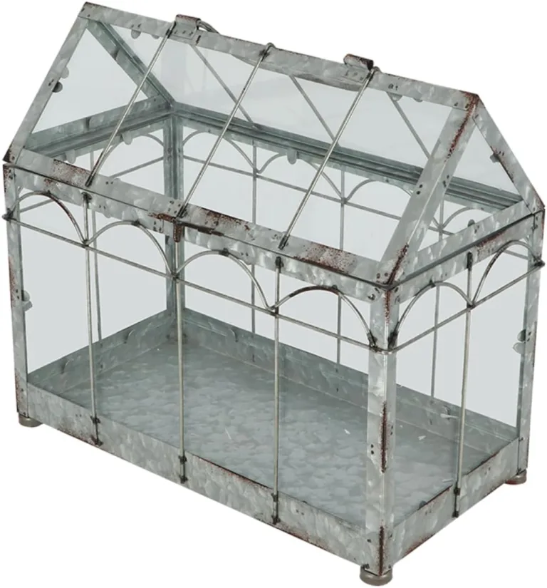 Esschert Design USA ZB22 Gewächshaus/Terrarium im Vintage-Look, silberfarben – Bild 4