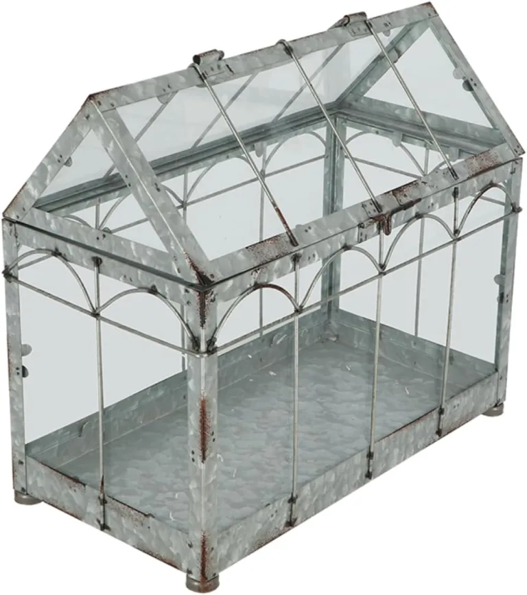 Esschert Design USA ZB22 Gewächshaus/Terrarium im Vintage-Look, silberfarben – Bild 1