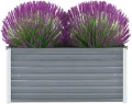vidaXL Garten-Pflanzkübel aus verzinktem Stahl, 100 x 40 x 45 cm, grauer Pflanzen-Hochbeetkasten - Thumbnail 3