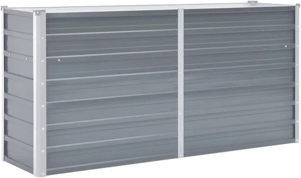 vidaXL Hochbeet Verzinkter Stahl 160x40x77cm Grau Gartenbeet Frühbeet Garten - Bild 1