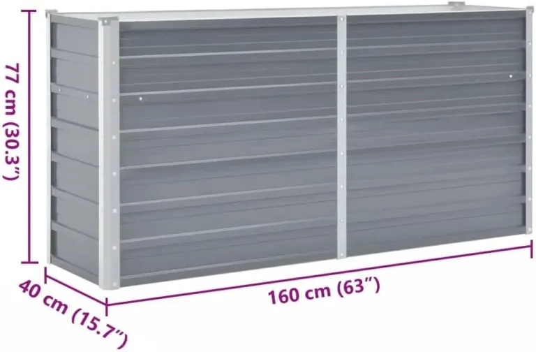 vidaXL Hochbeet Verzinkter Stahl 160x40x77cm Grau Gartenbeet Frühbeet Garten – Bild 4