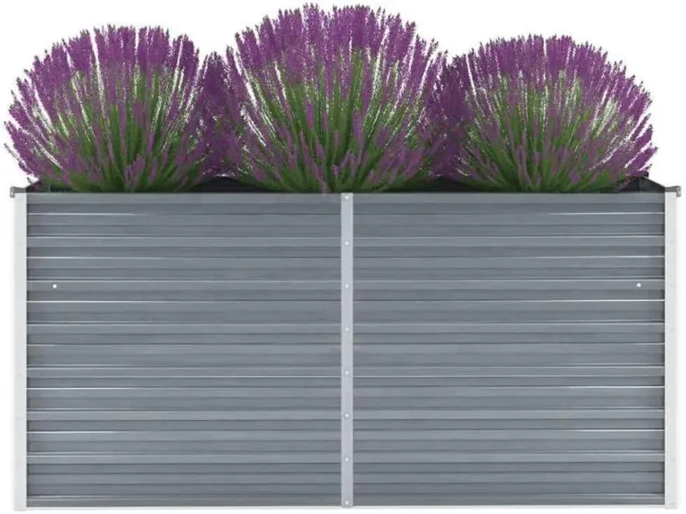 vidaXL Hochbeet Verzinkter Stahl 160x40x77cm Grau Gartenbeet Frühbeet Garten – Bild 3