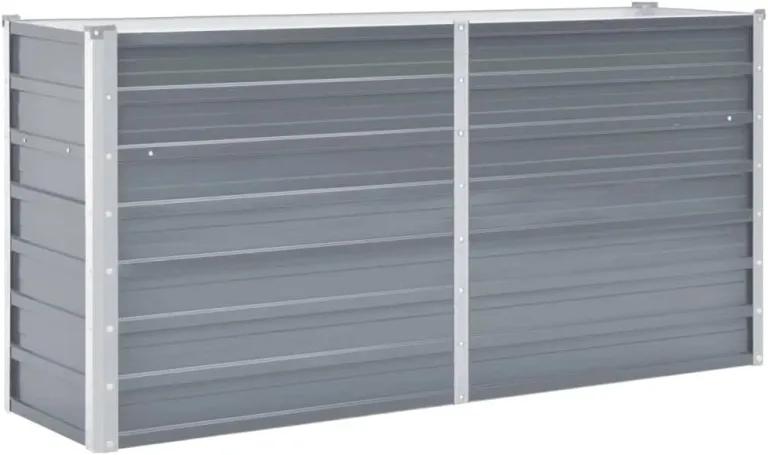 vidaXL Hochbeet Verzinkter Stahl 160x40x77cm Grau Gartenbeet Frühbeet Garten – Bild 1