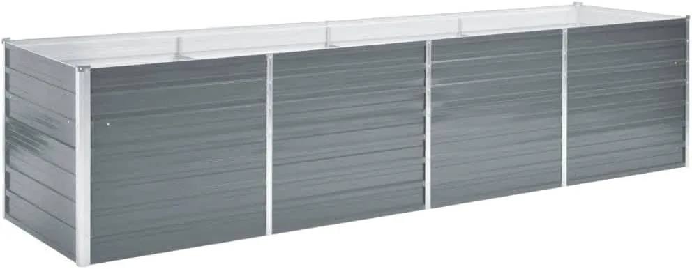 vidaXL Garten-Pflanzgefäß, verzinkter Stahl, Blumenkasten, Hochbeet, 320 x 80 x 77 cm, Grau - Bild 1