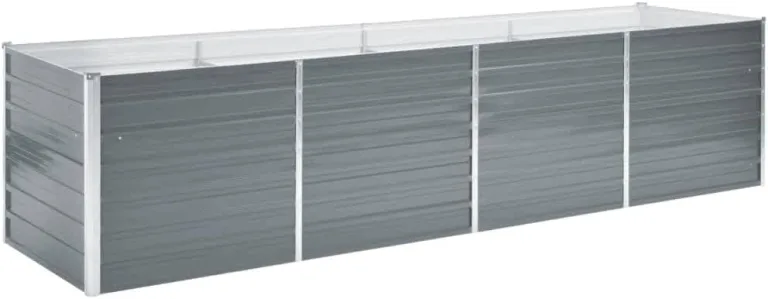 vidaXL Garten-Pflanzgefäß, verzinkter Stahl, Blumenkasten, Hochbeet, 320 x 80 x 77 cm, Grau
