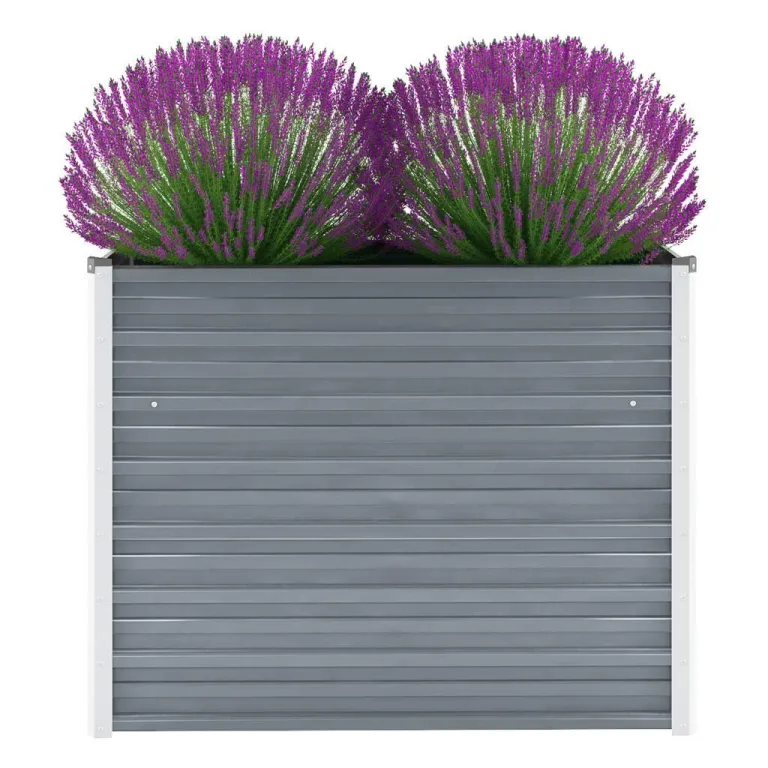 vidaXL Pflanzkübel aus verzinktem Stahl, Garten, 100 x 40 x 77 cm, grauer Pflanzen-Hochbeetkasten – Bild 1