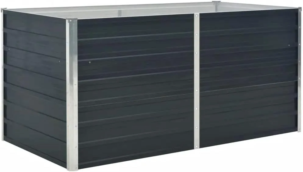 vidaXL Hochbeet Pflanzbeet Frühbeet Gartenbeet Pflanzkübel Pflanzkasten Blumenkasten Gemüsebeet Blumenbeet Anthrazit 160x80x77cm Verzinkter Stahl - Bild 1