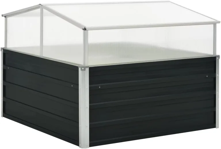 vidaXL Gewächshaus Treibhaus Pflanzenhaus Gartenhaus Kasten Tomatenhaus Aufzucht Frühbeet Frühbeetkasten Anthrazit 100x100x77cm Verzinkter Stahl – Bild 1