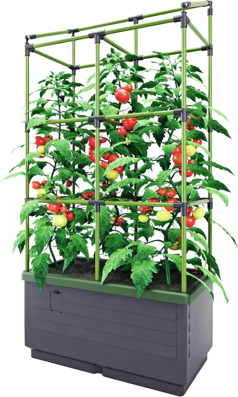 Bio Green Pflanzkübel CITYJUNGLE | Hochbeet für Balkon und Terrasse | Wasserspeicher und Rankhilfe integriert | Blumenkasten für Gemüse und Kräuter | 62 x 33 x 128 cm – Bild 1