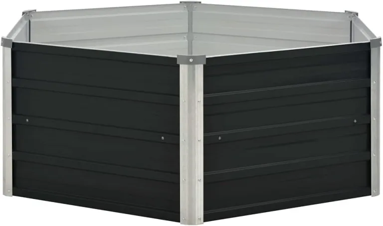 vidaXL Hochbeet Gartenbeet Pflanzbeet Frühbeet Pflanzkübel Pflanzkasten Blumenkasten Gemüsebeet Blumenbeet Anthrazit 129x129x45cm Verzinkter Stahl – Bild 7
