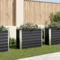 vidaXL Hochbeet Pflanzkübel Blumenkasten Garten Pflanzkasten Terrassen Gemüsebeet Gartenbeet Pflanzbeet Anthrazit 100x40x77cm Verzinkter Stahl - Thumbnail 2