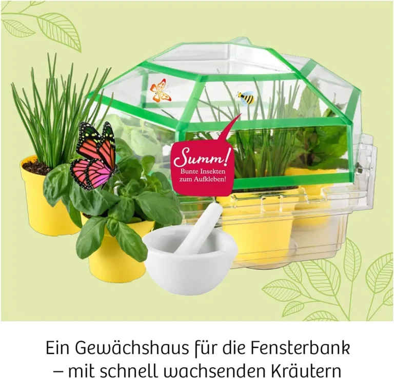 KOSMOS 632090 - Kräuter-Garten, Züchte duftende Kräuter auf der Fensterbank, Mit Gewächshaus und Mörser aus Porzellan, Experimentierkasten für Kinder ab 6 Jahre – Bild 3