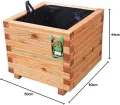 HOQ Pflanzkasten aus Lärche - mit Vlies und Griffen - Premium Pflanzkübel - Holz Blumentopf - Hochbeet aus Holz - Blumenkasten 50 x 50 x 44 cm - Thumbnail 2