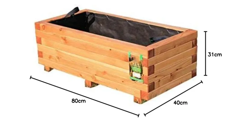 HOQ Pflanzkasten aus Lärche - mit Vlies und Griffen - Premium Pflanzkübel - Holz Blumentopf - Hochbeet aus Holz - Blumenkasten 80 x 40 x 31 cm – Bild 2