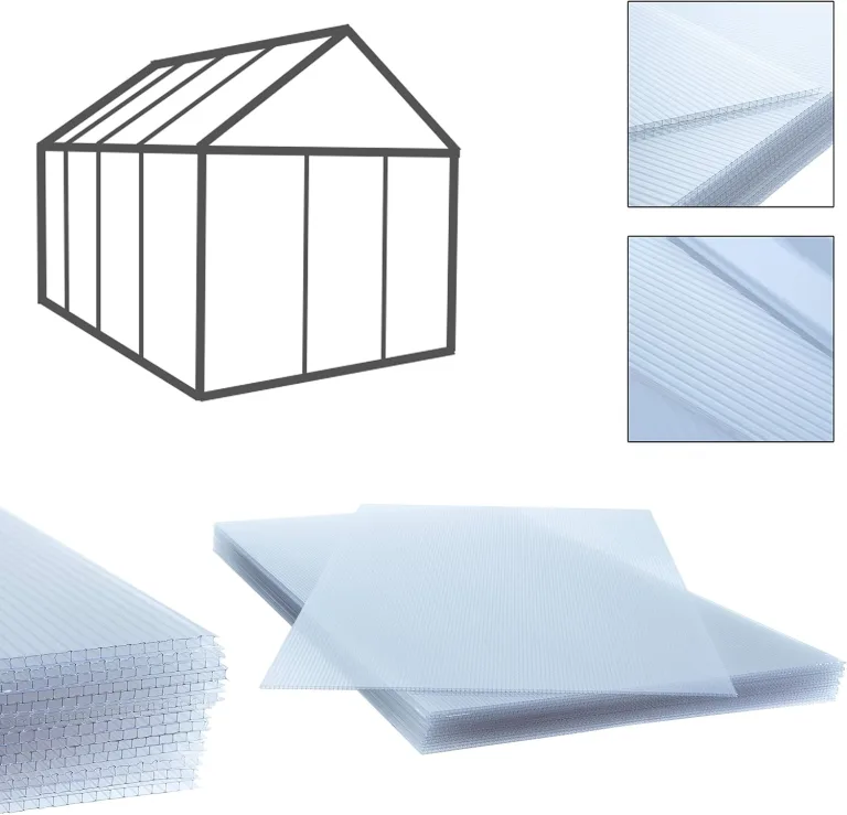 ESTEXO Hohlkammerplatten Doppelstegplatten 14 Stück, 10,25 m², 60,5 x 121 cm, transparente Polykarbonat Platten 4 mm stark, Gewicht: 700g/m², Stegplatte, klar, Gewächshausplatten – Bild 1