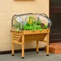 VegTrug Hochbeet ideal für Kinder WallHugger H:96 cm B:77 cm T:46 cm mit Abdeckhaube FSC 100% zertifiziertes Holz Natur - Thumbnail 4