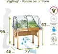 VegTrug Hochbeet ideal für Kinder WallHugger H:96 cm B:77 cm T:46 cm mit Abdeckhaube FSC 100% zertifiziertes Holz Natur - Thumbnail 2