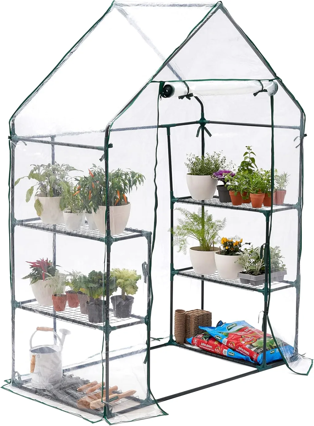Bramble - Premium Garten Gewächshaus Foliengewächshaus mit Bodenhaken, 6 Etagen & Robuster Plane - Wetterfest, Stabil & Einfach zu Montieren - 195x143x73cm