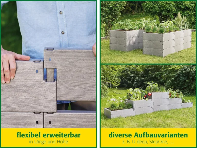 JUWEL Hochbeet Timber ErgoLine (Hochbeet in U Form, ermöglicht eine ergonomische Arbeitsweise, zahlreiche Aufbauvarianten, Maße: 185x125 cm Höhe 40 cm) 20479 – Bild 3