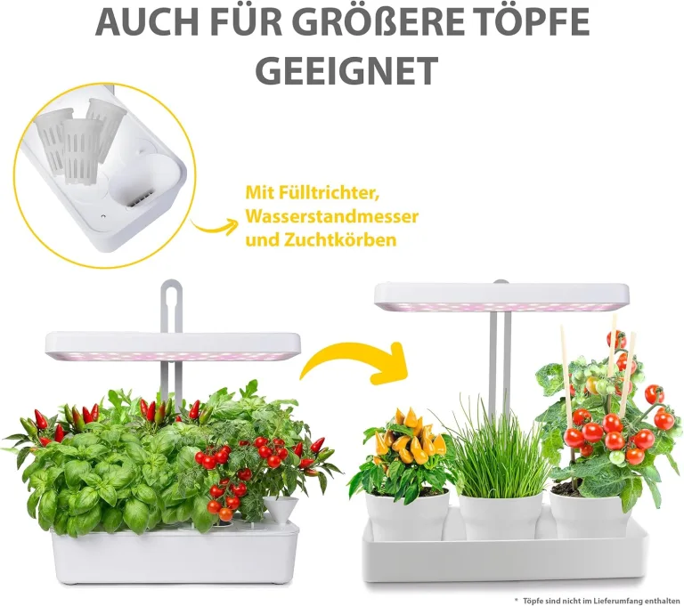 Northpoint Hydroponisches LED Anzuchtsystem Pflanzenlampe Pflanzenleuchte Kräutergarten Innengarten Gewächslampe 22W 1350 Lumen 10 Setzlinge Höhenverstellbar Timer – Bild 4