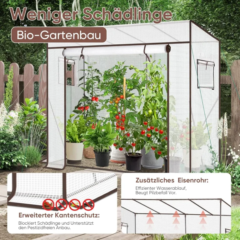 Sekey Gewächshaus Tomatengewächshaus 200x170x77 cm, Begehbarers Tomaten Gewächshaus Foliengewächshaus Balkon Outdoor - Stabil, Winterfest, UV-Beständig, Weiß – Bild 5