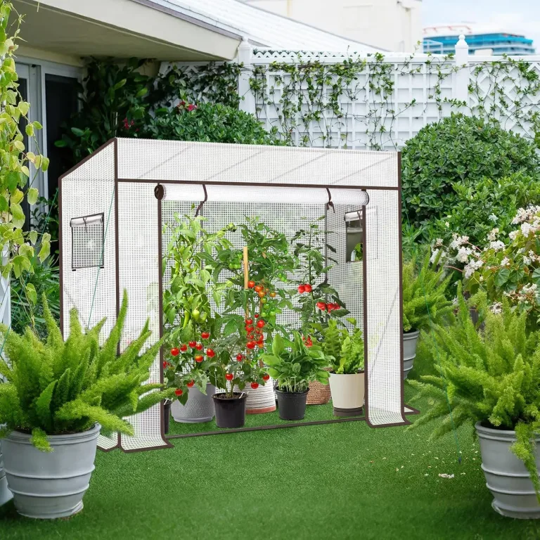 Sekey Gewächshaus Tomatengewächshaus 200x170x77 cm, Begehbarers Tomaten Gewächshaus Foliengewächshaus Balkon Outdoor - Stabil, Winterfest, UV-Beständig, Weiß – Bild 7