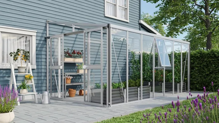Vitavia Athena 11900 ESG/HKP Anlehngewächshaus Gewächshaus 3 Dachfenster Alu eloxiert – Bild 3